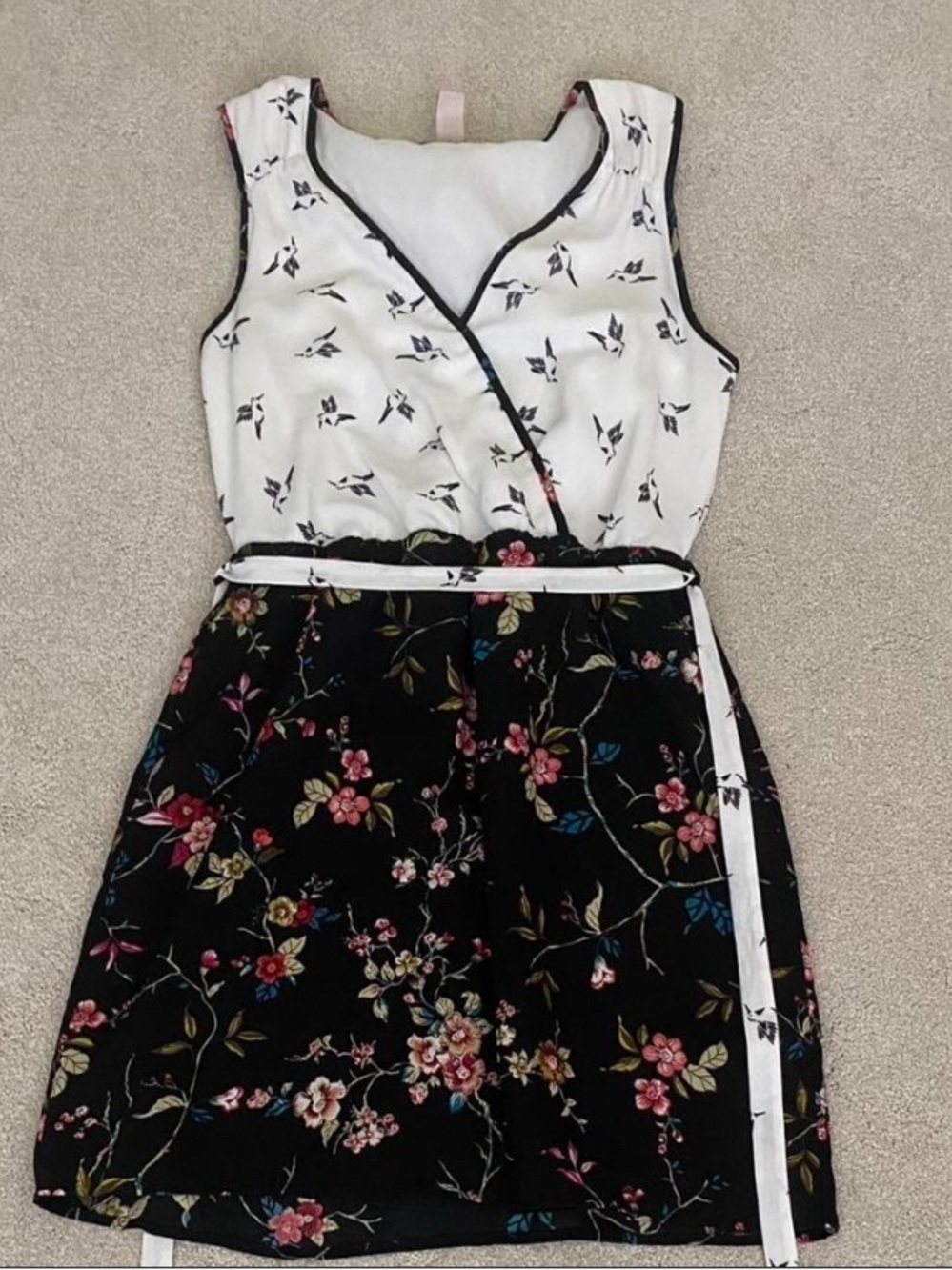 Forever 21 Black and White Floral Wrap Mini Dress